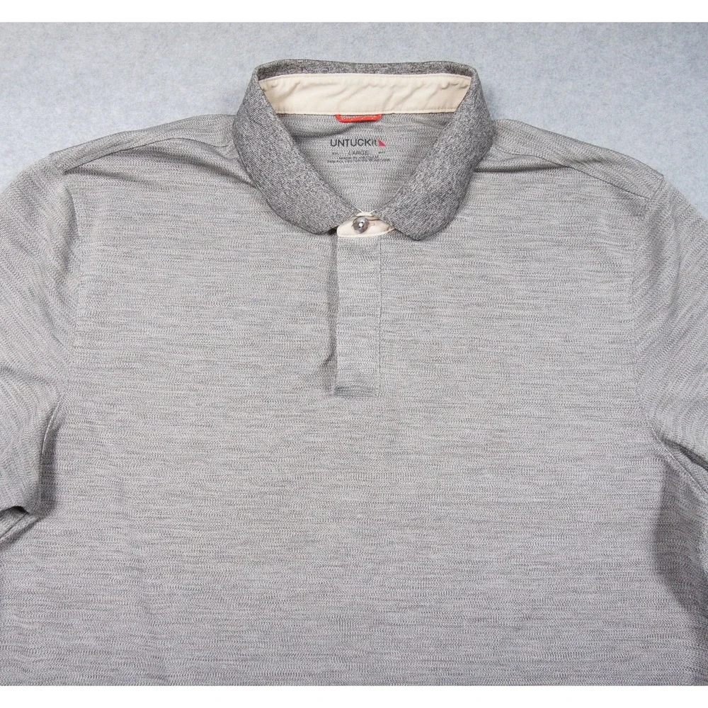 UNTUCKit Shirt Mens Large Gray Polo Short Sleeve Stretch Casual Adult Collared